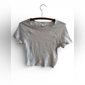 Good American Beige Ribbed Crop Top